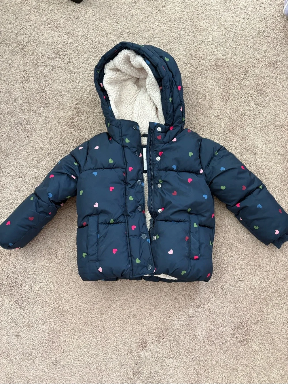 GAP Baby Navy and Cream Sherpa-Lined Jacket